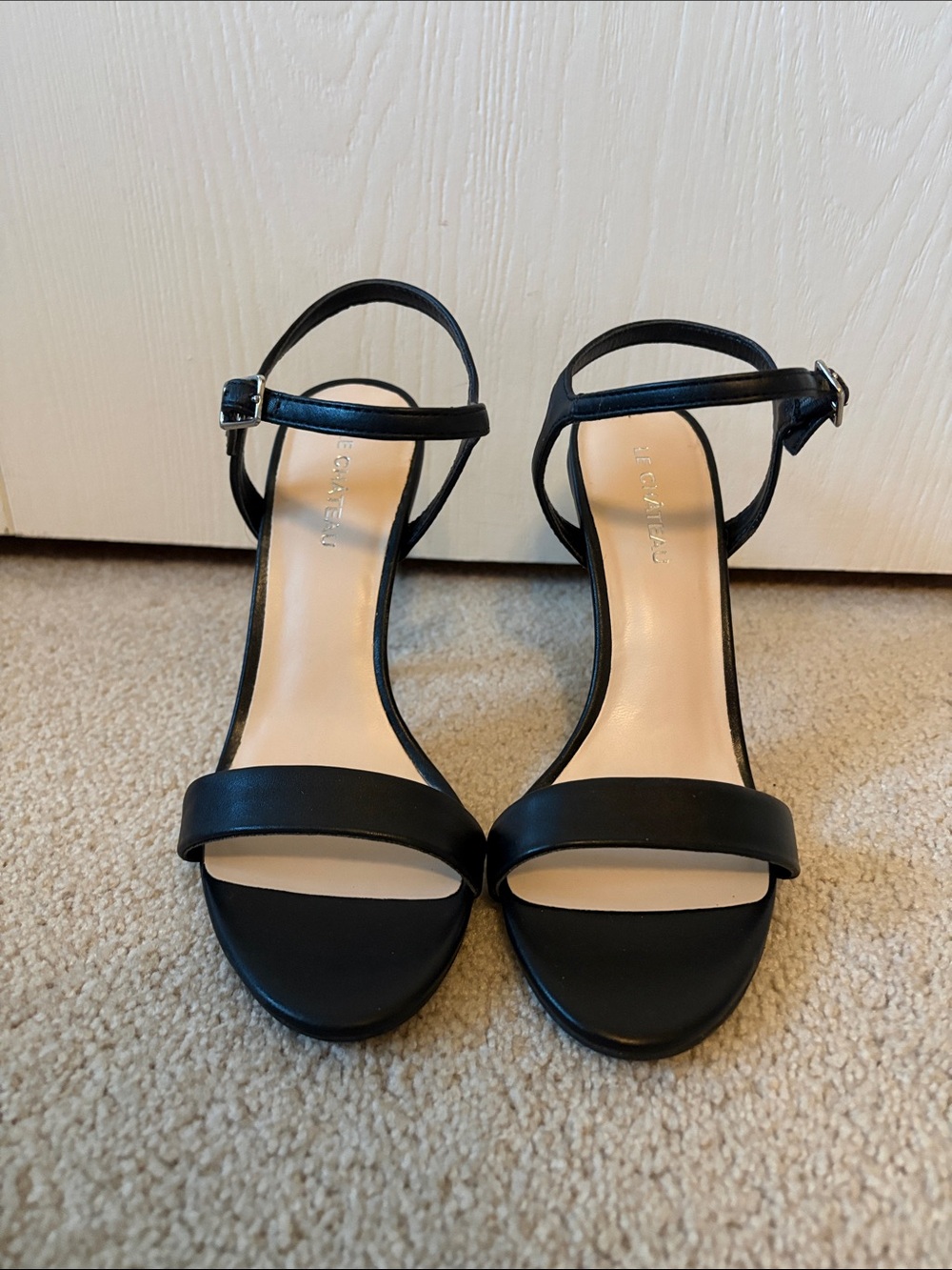 Le Chateau Black Minimalist Ankle-Strap Heels